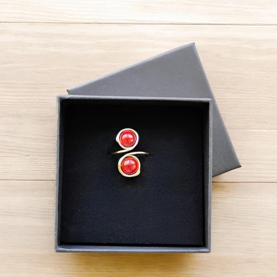 Two-Stone Red Quartz Fidget Ring 03