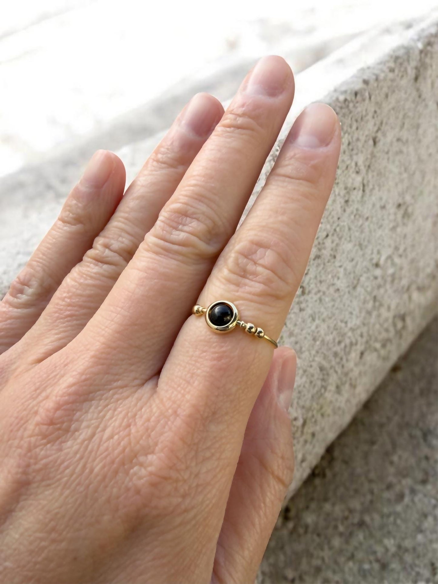 Obsidian Gemstone Fidget Ring