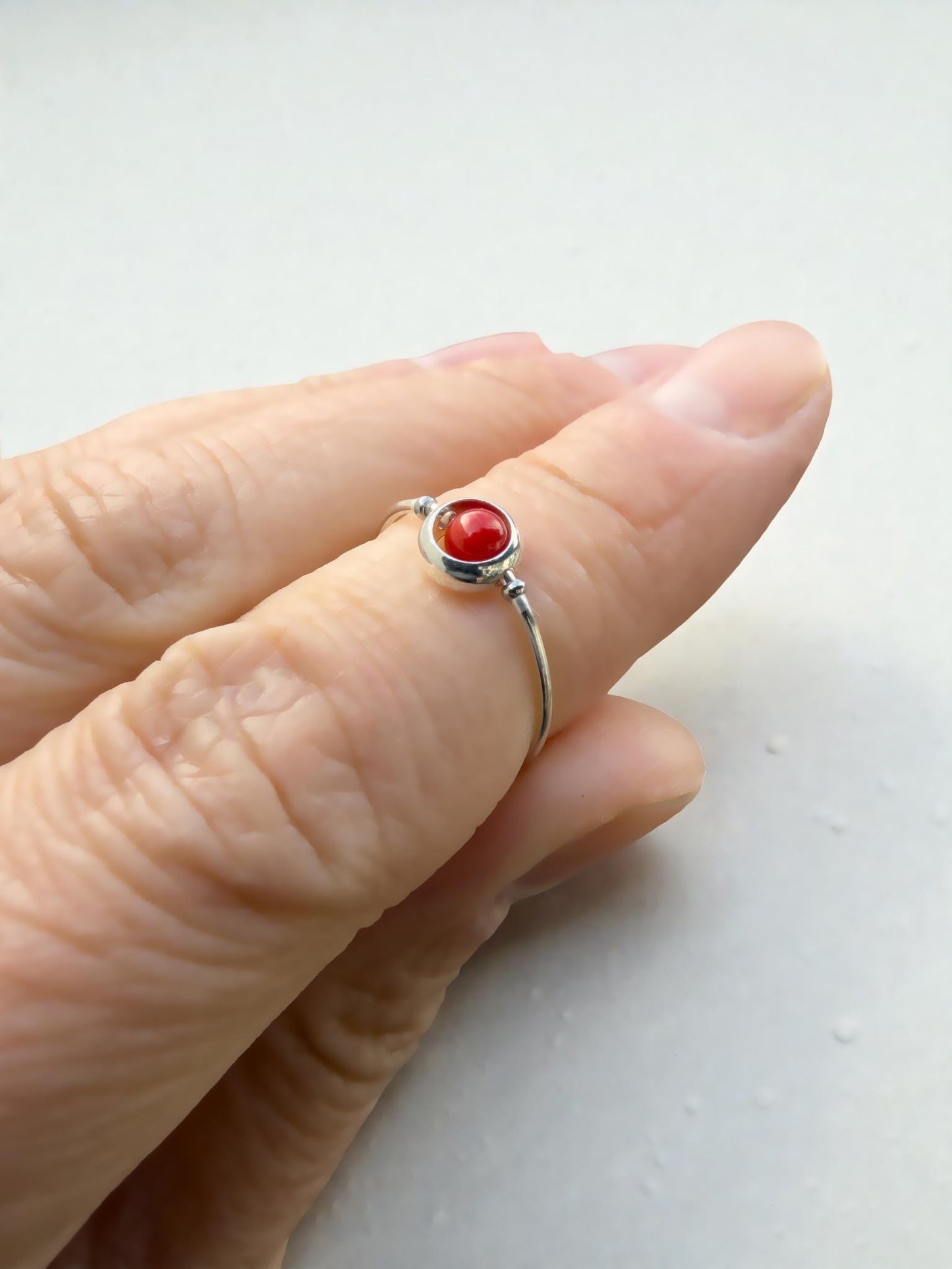 Bamboo Coral Gemstone Fidget Ring