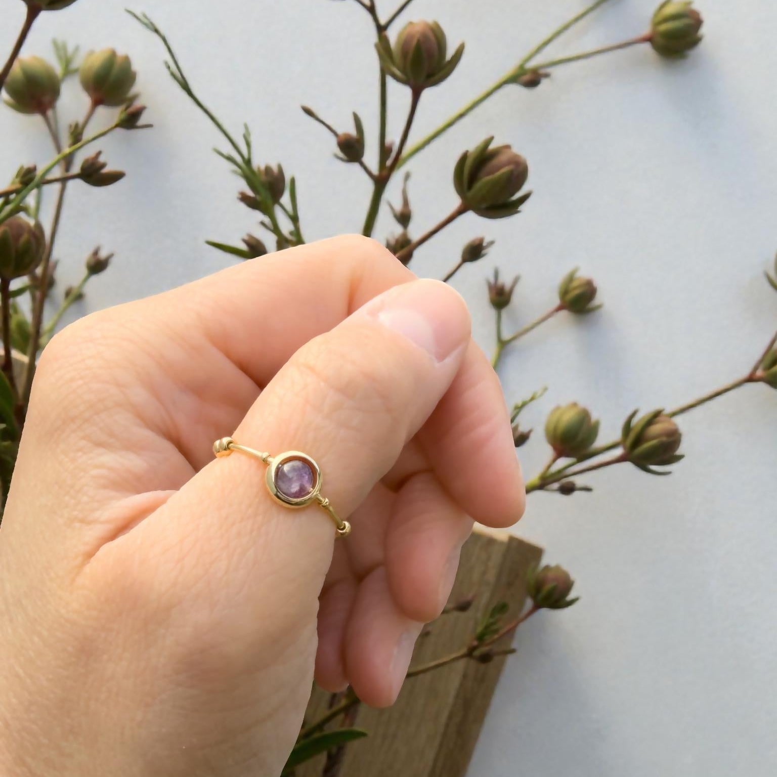 Amethyst Gemstone Fidget Ring