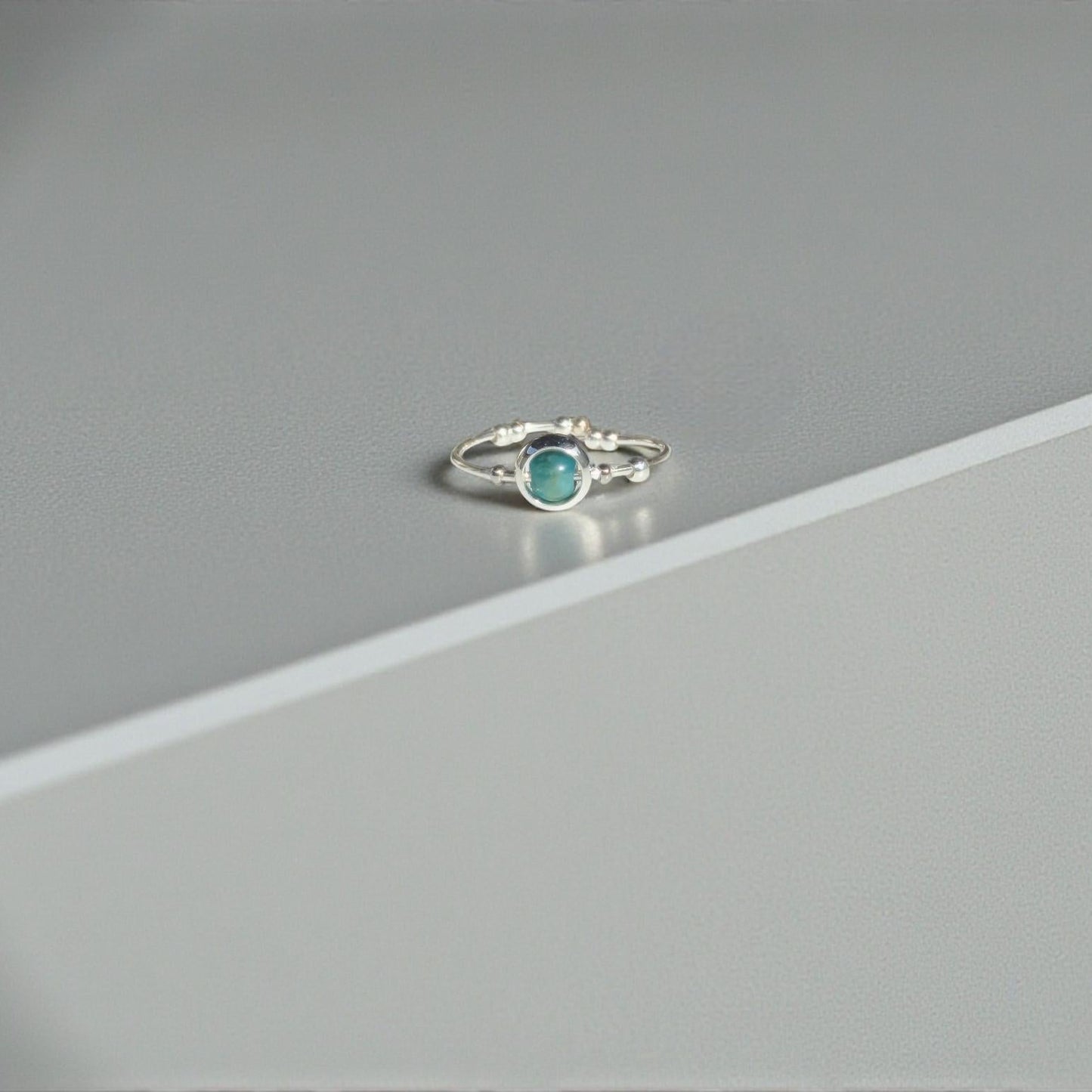 Blue Apatite Gemstone Fidget Ring 06