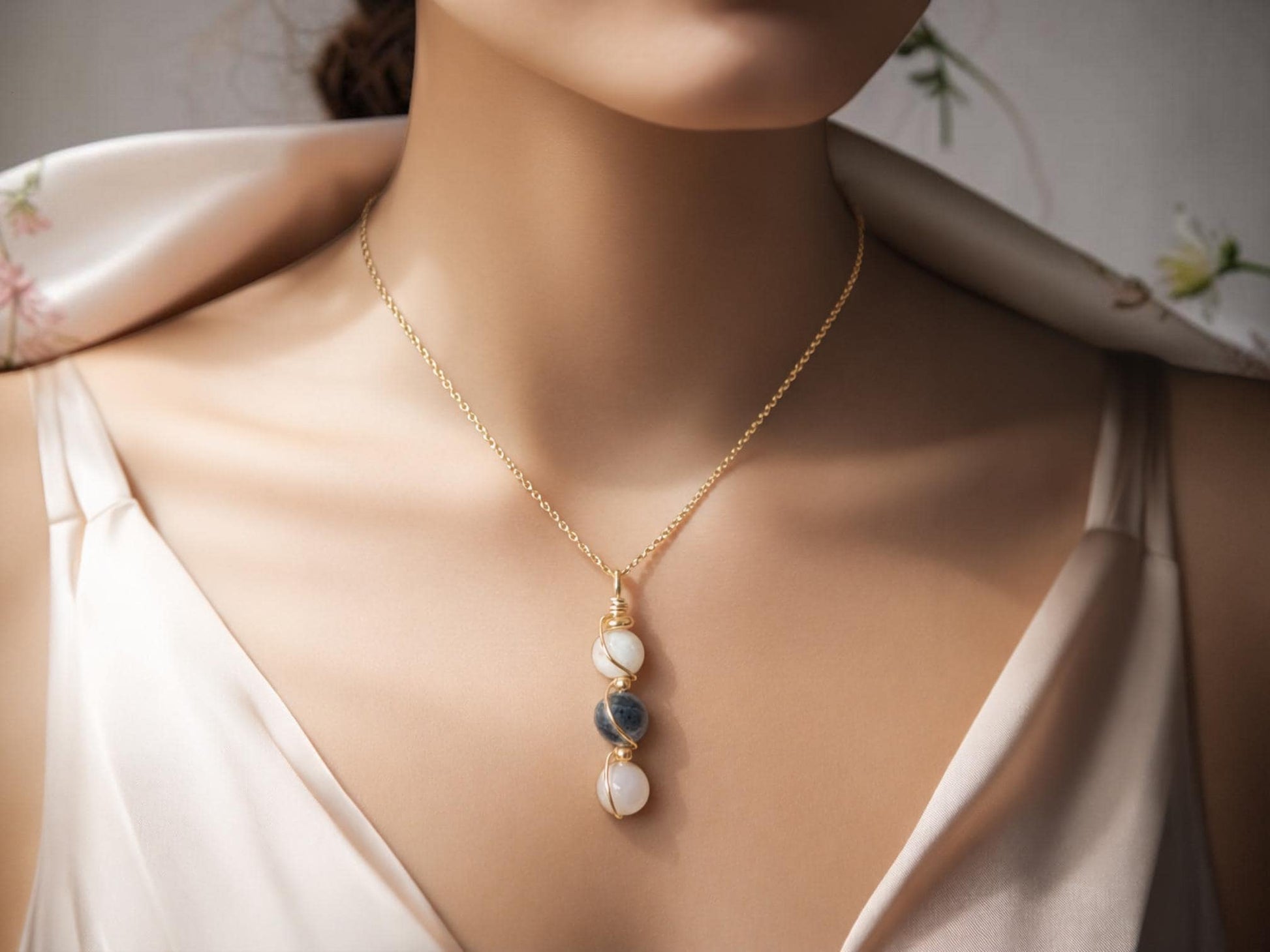 Empath Protection Necklace on Model