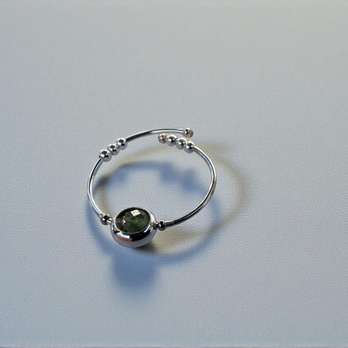 Green Apatite Gemstone Fidget Ring