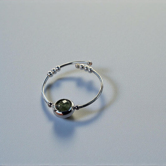 Green Apatite Gemstone Fidget Ring