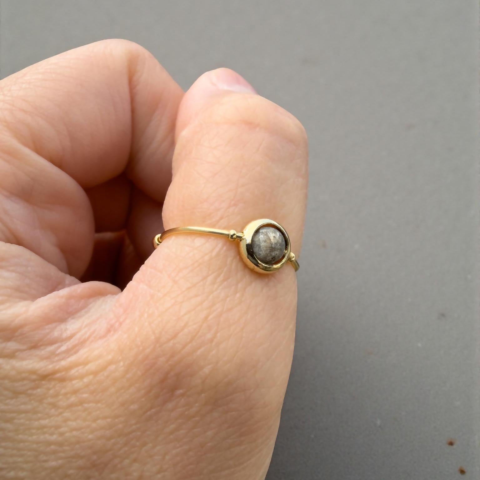 Matte Labradorite Gemstone Fidget Ring 02