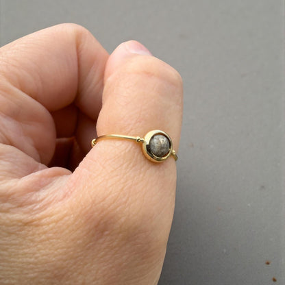 Matte Labradorite Gemstone Fidget Ring 02