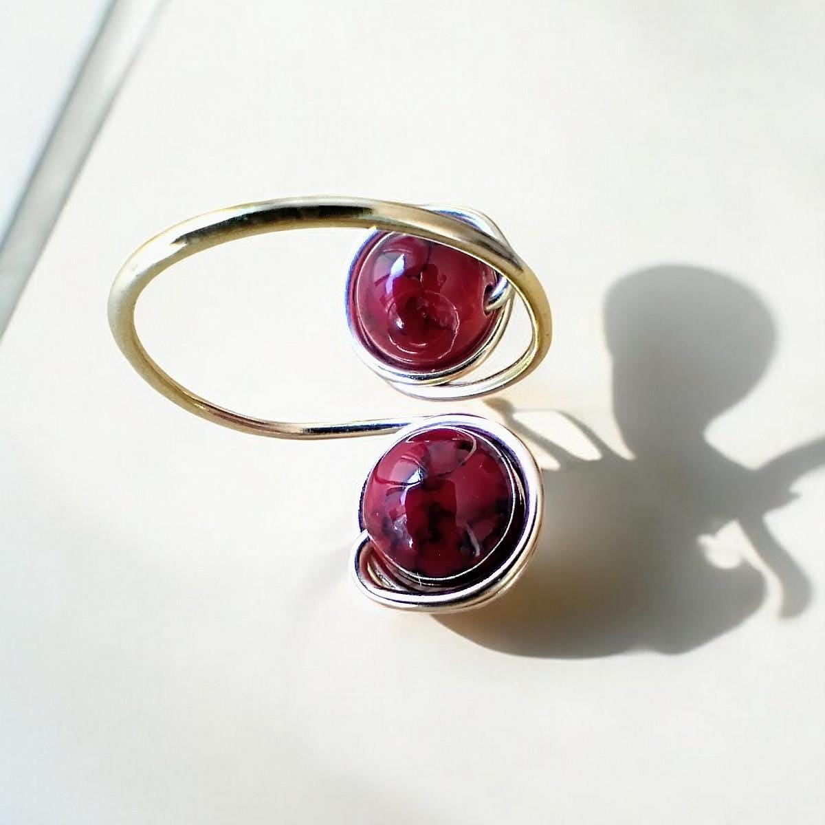 Two-Stone Red Quartz Fidget Ring 01