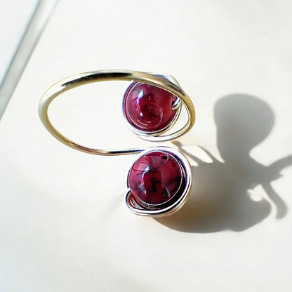 Two-Stone Red Quartz Fidget Ring 01