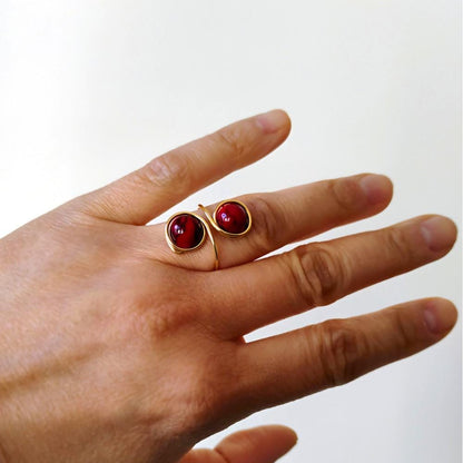 Two-Stone Red Quartz Fidget Ring 02