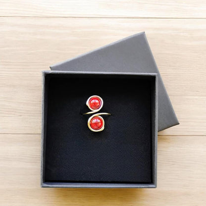 Two-Stone Red Quartz Fidget Ring 03